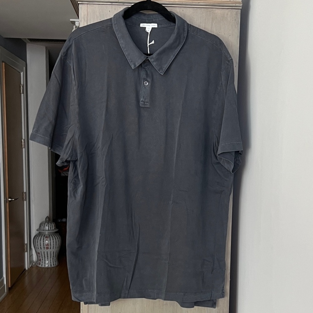 James Perse Blue Charcoal Polo Shirt